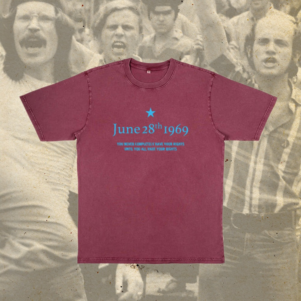 Maglietta 28 giugno - Moti di Stonewall - You never completely have your rights, until you all have your rights + Debs