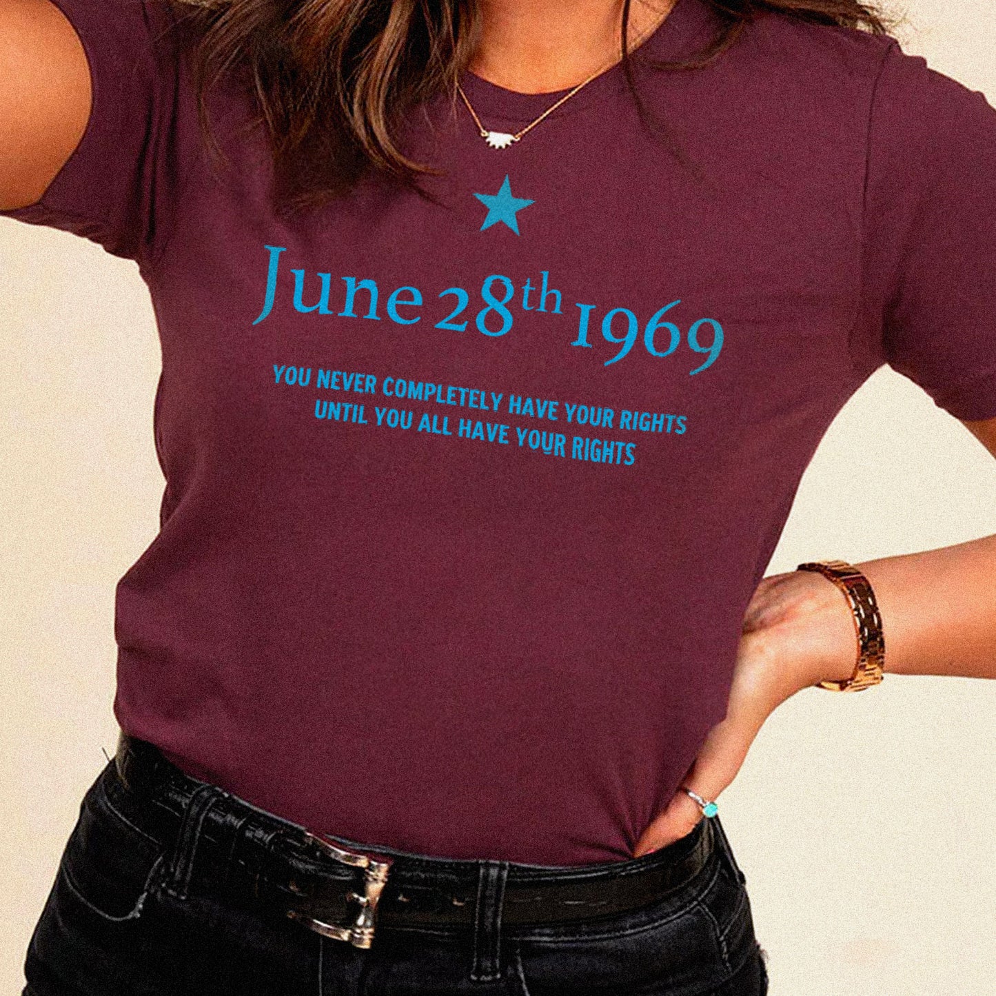 Maglietta 28 giugno - Moti di Stonewall - You never completely have your rights, until you all have your rights + Debs